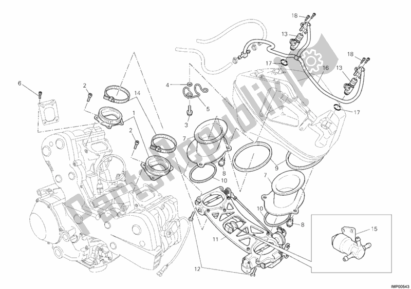 All parts for the Throttle Body of the Ducati Superbike 1098 S Tricolore USA 2008